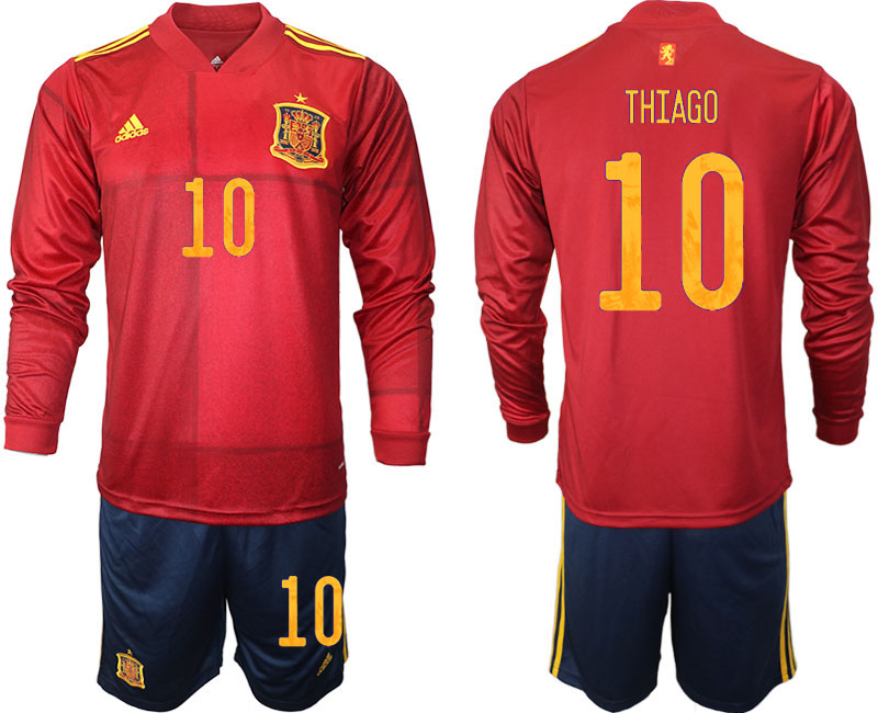 Men 2021 European Cup Spain home Long sleeve #10 soccer jerseys->spain jersey->Soccer Country Jersey